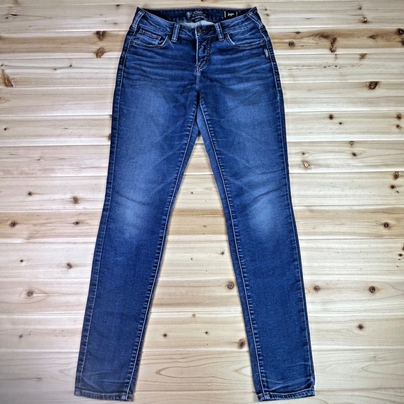 Silver Jeans Denim - Silver Jeans Womens 27x31 Aiko High Skinny Joga Jeans + Sweats Denim Blue Jeans